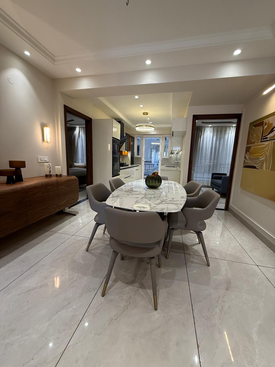 Dining area with seating for six — The Grandeur, Sector 117 Mohali