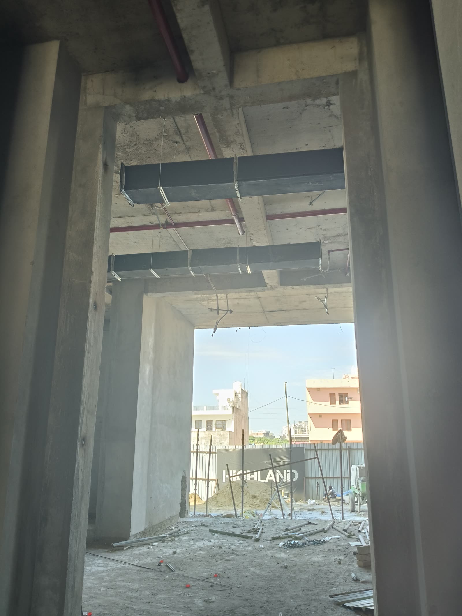 Insulated ducting and fire line first-fix, ground floor common areas, Highland Mayfield
